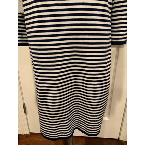 Sail to Sable Blue & White Striped Flared Sleeve Shift Dress, Size XL - Picture 7 of 8